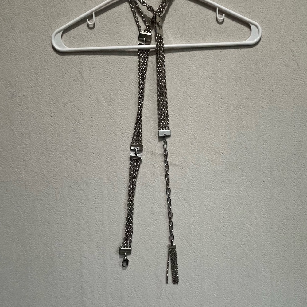 Silver Chain Multiple strands Belt Adjustable Claw Hook Metal Fringe Boho Retro